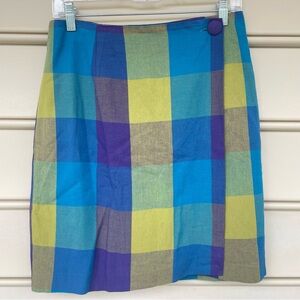 Vintage Casual Corner Jewel Tone Linen Blend Wrap Skirt Size 10
